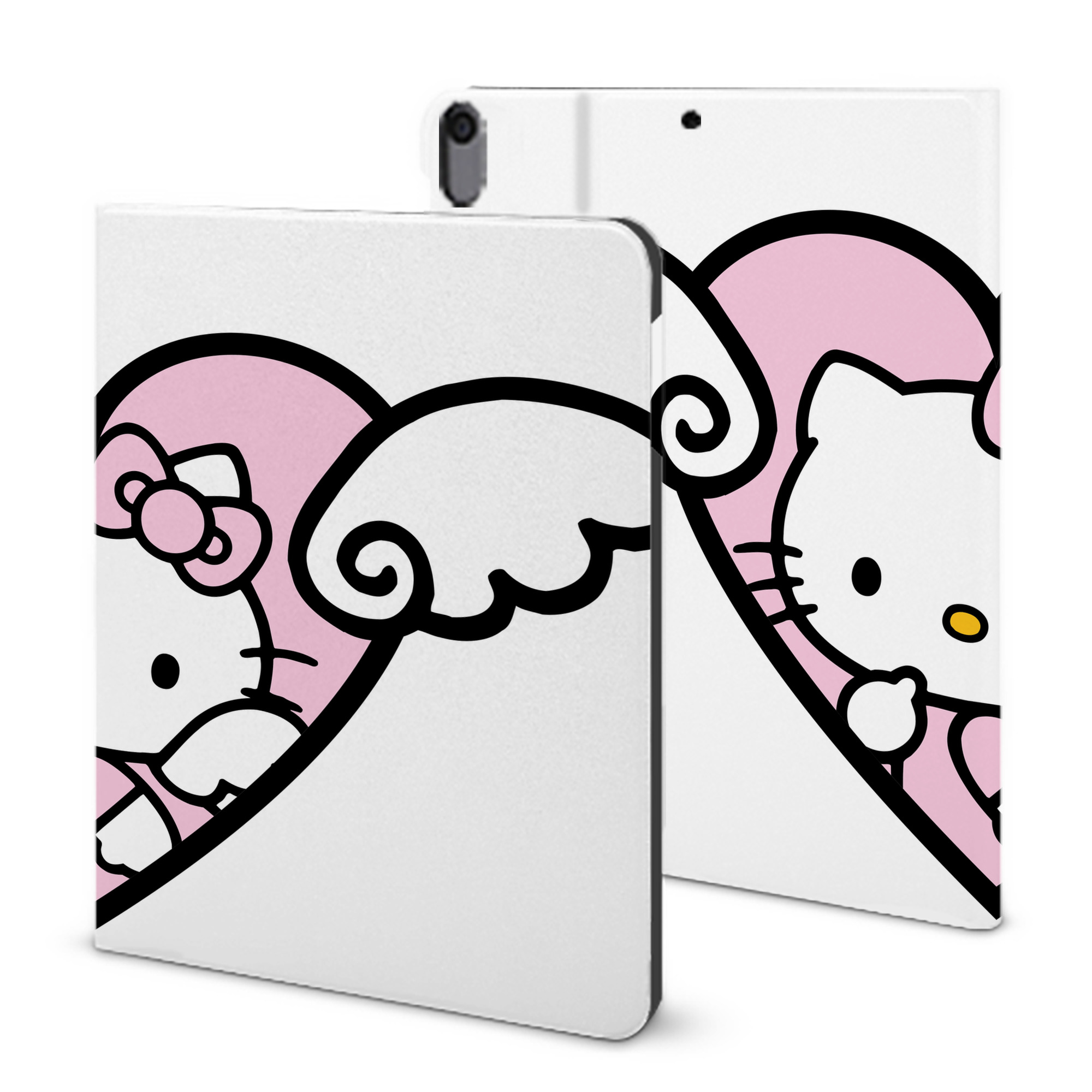 （画像用） Hello Kitty ハローキティ IPad ケース ブック型 PUレザー TPU 耐衝撃 軽量 薄型 ペン収納なし 全面保護 IPad 各モデル対応